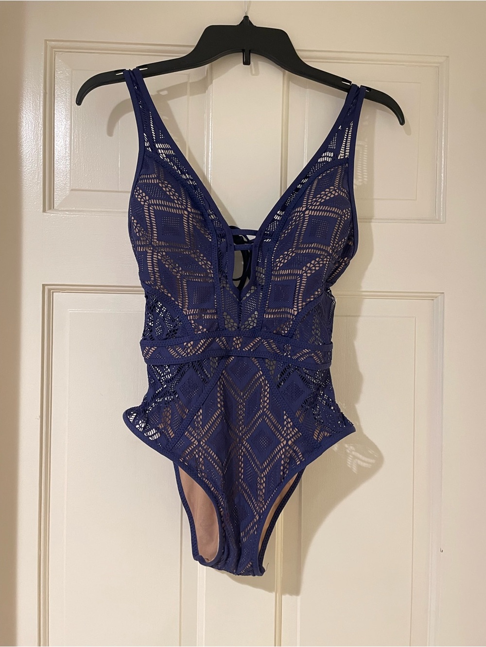 BECCA Midnight Blue Lace-Detail One-Piece Swimsuit
